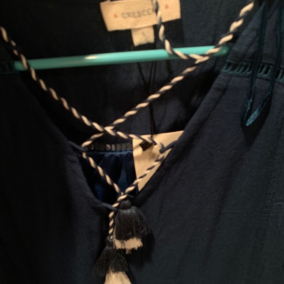 Crescent teal tassel tie up boho dress - Picture 3 of 7